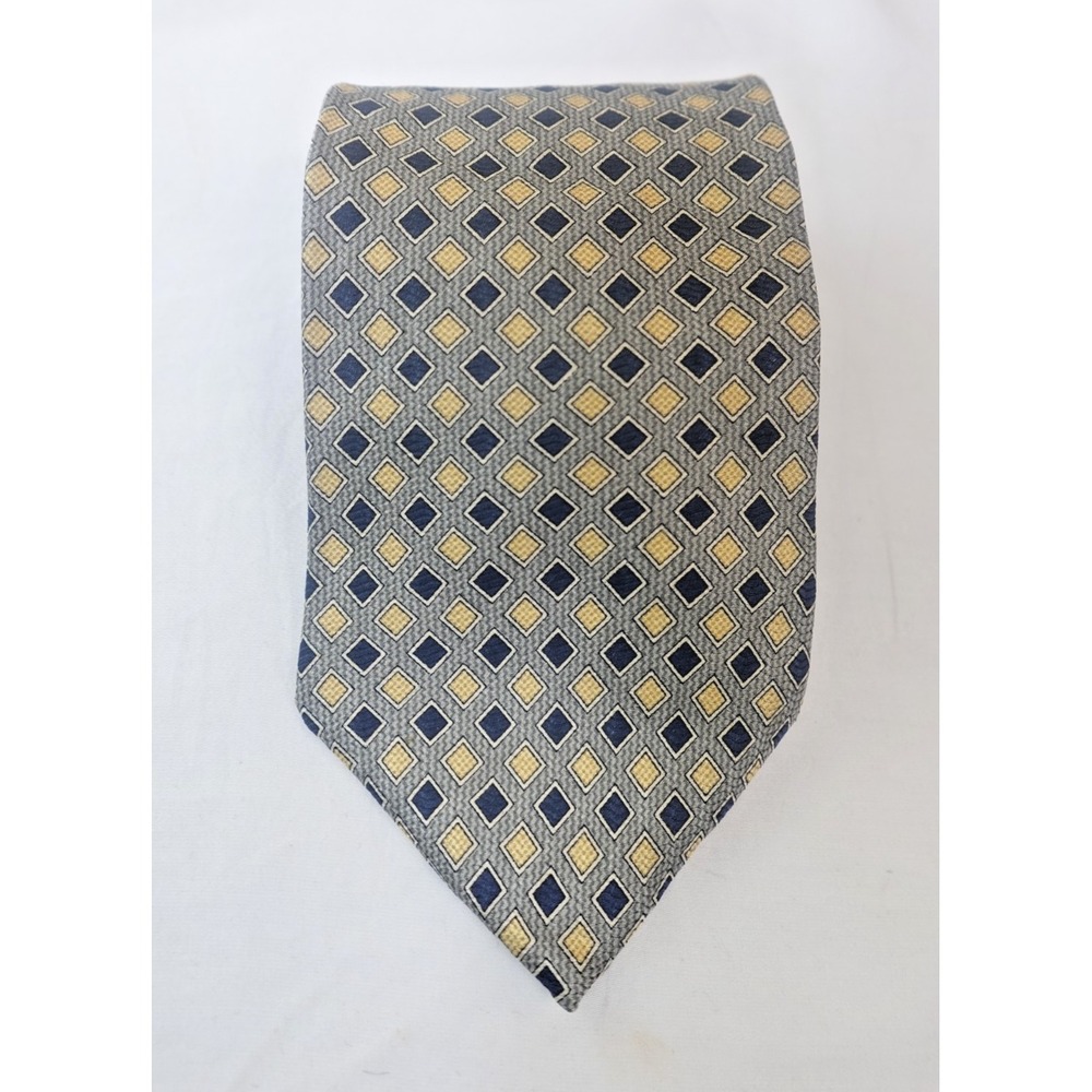 Chaps Ralph Lauren Tie‎ Blue Gold Diamond Pattern Classic Preppy Neckwear